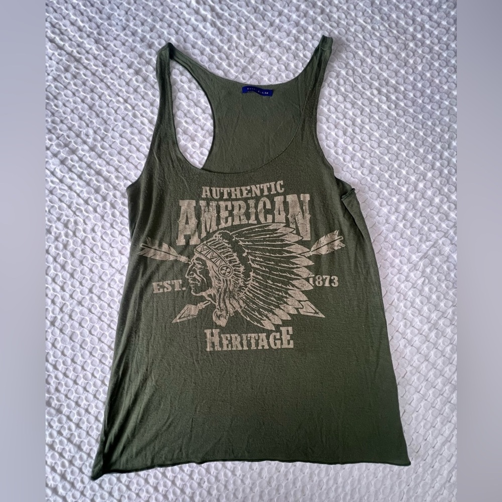 Sweet Claire Olive Green Tank Top with Blue Brand Tag